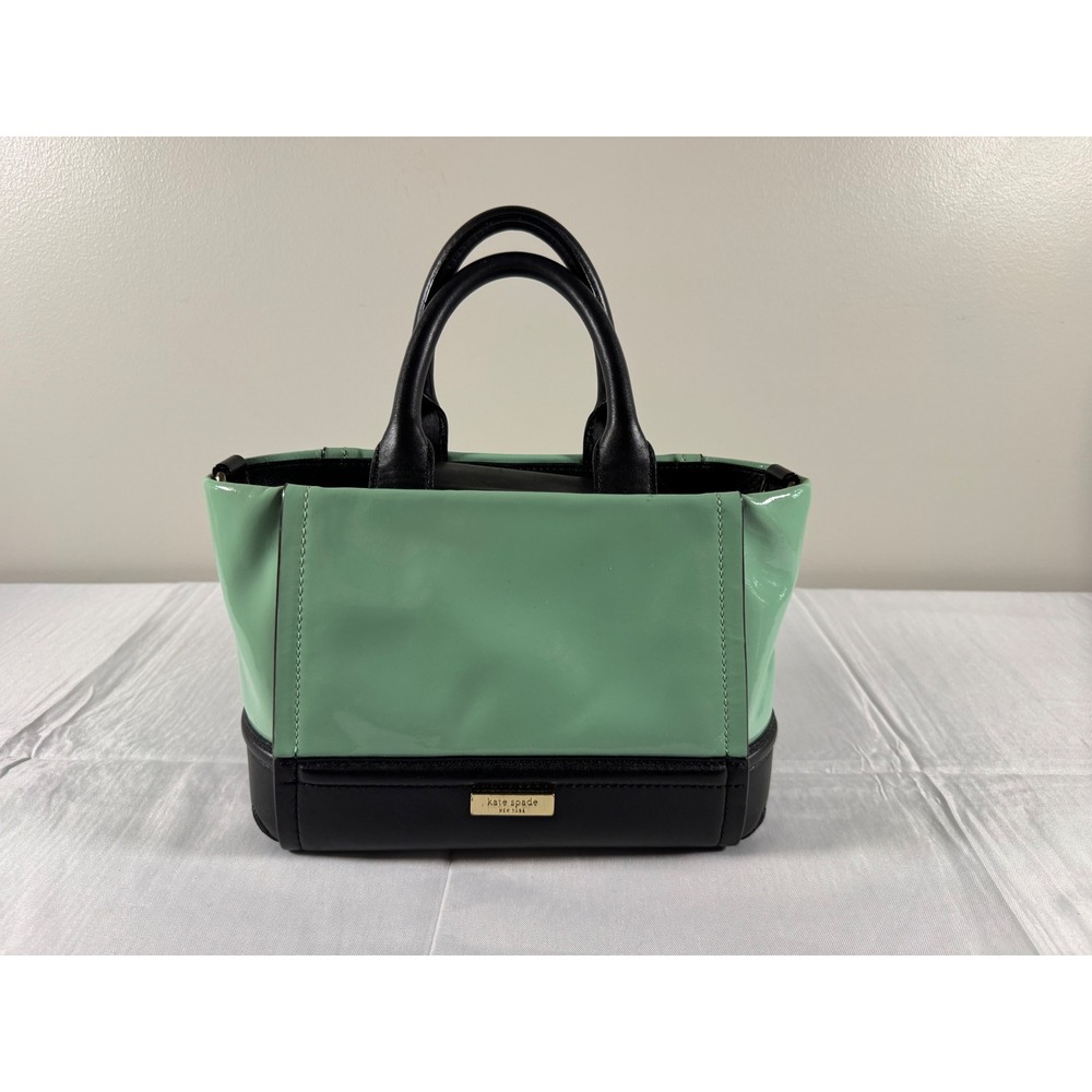 Kate Spade New York Chelsea Park Gigi Satchel in mint green and black leather
